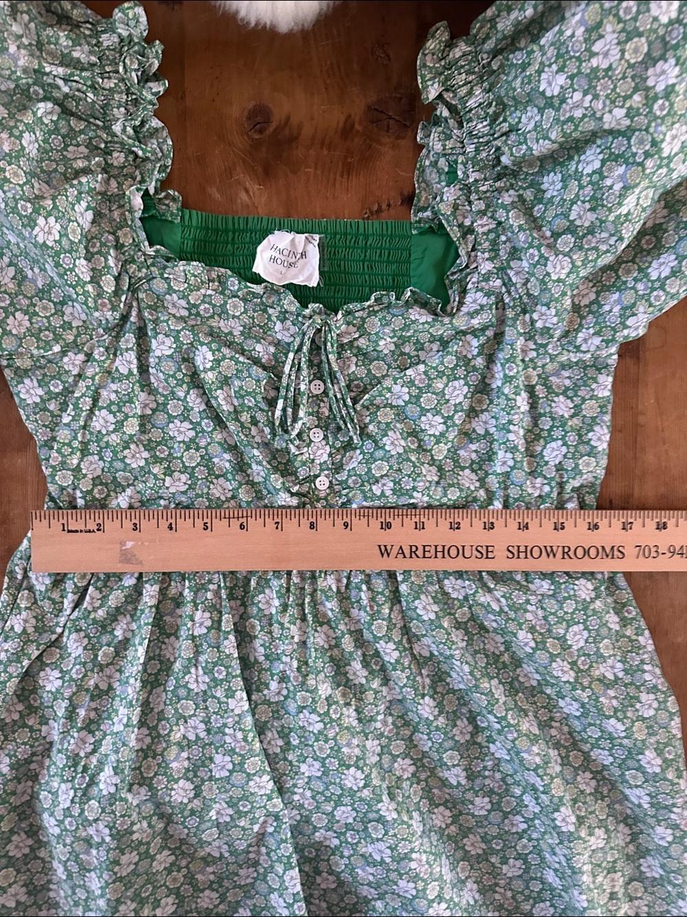 HYACYNTH HOUSE GREEN & WHITE DRESS LARGE - Picture 12 of 13